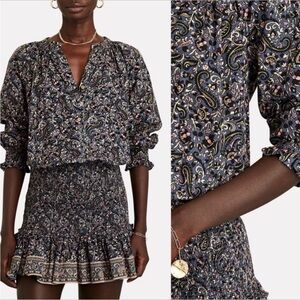 Veronica Beard Karlina Paisley Cotton Smocked Mini Dress Size 4 NWT